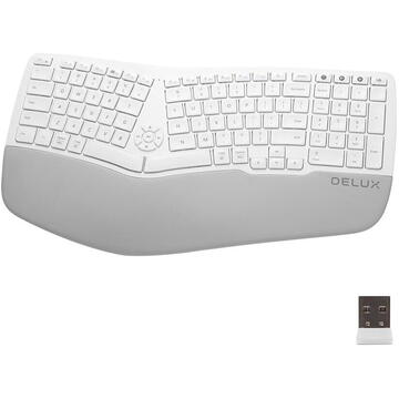 Tastatura DeLux bluetooth si wireless GM902A Alba