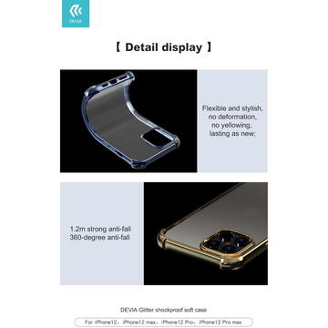 Husa Devia Glitter shockproof soft case iPhone 12 Pro Max silver