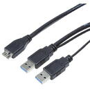 LogiLink CU0072, 2xUSB 3.0 tata, Micro USB 3.0 B, 1m, Negru