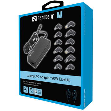 Incarcator de retea Sandberg 135-78 Laptop AC Adapter 90W EU+UK