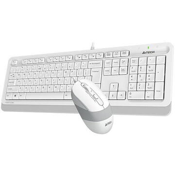 Tastatura A4Tech Kit  F1010 cu fir, alb