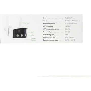 Camera de supraveghere Camera supraveghere video PNI IP590, wireless, cu IP, Dual lens, 2 x 2MP, 180 grade, slot card micro SD