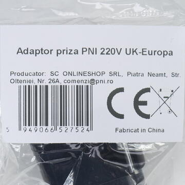 Adaptor priza PNI UK-Europa, 220V, negru