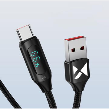 Wozinsky WUACC2 USB A - USB C Cable with Display 66W 6A 2m - Black