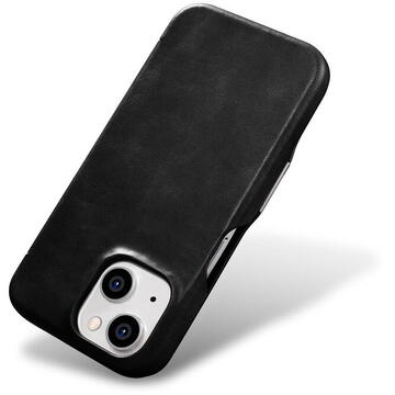 Husa iPhone 15 iCarer Oil Wax Premium Leather MagSafe Compatible Leather Case - Black
