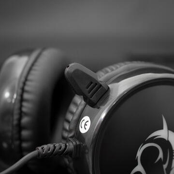 Casti White Shark cu fir cu microfon iluminare LED Margay GH-1947