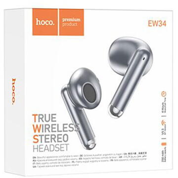 Hoco - Wireless Earbuds (EW34) - TWS with Bluetooth 5.3 - Metal Gray