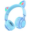 Hoco Hoco - Wireless Headphones Cat Ear (W39) - for Kids, Foldable with Bluetooth 5.3 - Blue