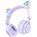 Hoco Hoco - Wireless Headphones Cat Ear (W39) - for Kids, Foldable with Bluetooth 5.3 - Purple