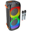 Hoco Boxa Wireless BT V5.1, Card TF, USB, AUX, FM, 40W, 3600mAh, cu 2 Microfoane si Lumini RGB - Hoco Manhattan (BS53) - Black