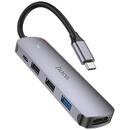 Hoco Hoco - Docking Station (HB27) - Type-C to USB 3.0, 2x USB 2.0, Type-C, HDMI, 60W, 20V/3A, 4K@30Hz - Metal Gray