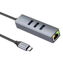 Hoco Hoco - Docking Station Easy Link (HB34) - Type-C to USB3.0, Ethernet, 1000Mbps - Metal Gray