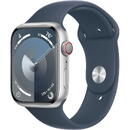 Watch Series 9 GPS + Cellular 45mm Silver Aluminium Case with Sport Band M/L Storm Blue