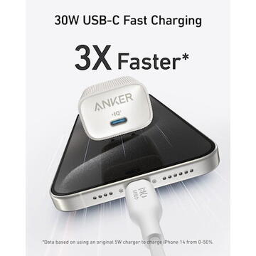 Incarcator retea Anker Nano 4 30W USB-C, PowerIQ 3.0, PPS, Alb