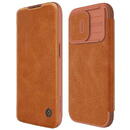 Husa pentru iPhone 15 Pro Max - Nillkin QIN Pro Leather Case - Brown