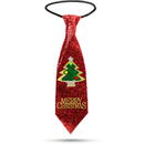Generic Cravata de Craciun - cu sclipici - roșie - 41 x 11 cm