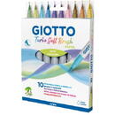 Carioca, varf flexibil (tip pensula), 10 culori/cutie, GIOTTO Turbo Soft Brush - culori pastel