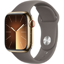 Apple Watch Series 9 LTE 45mm Gold Stainless Steel Case with Sport Band S/M Clay