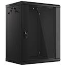 LANBERG Lanberg wall-mounted installation rack cabinet 19'' 15U 600x450mm black (glass door)