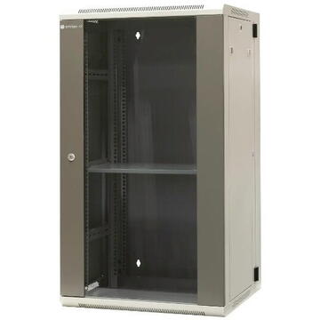 EMITERNET Split hanging cabinet 19" 22U, sheet metal/glass doors, 600×550×1083mm width/depth/height EM/AH6522