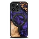 Wood and Resin Case for iPhone 14 Pro Max MagSafe Bewood Unique Violet - Purple and Black