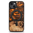 Bewood Wood and Resin Case for iPhone 14 MagSafe Bewood Unique Orange - Orange and Black