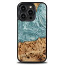 Bewood Unique Uranus Wood and Resin iPhone 14 Pro Case - Blue and White