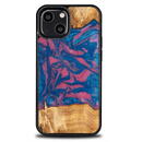 Wood and resin case for iPhone 13 Mini Bewood Unique Vegas - pink and blue