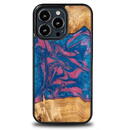 Bewood Unique Vegas wood and resin case for iPhone 13 Pro - pink and blue