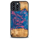 Bewood Wood and Resin Case for iPhone 13 Pro Max Bewood Unique Vegas - Pink and Blue