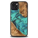 Bewood Unique Turquoise iPhone 13 Wood and Resin Case - Turquoise Black