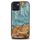 Bewood Wood and resin iPhone 13 case Bewood Unique Uranus - blue and white