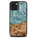 Bewood Wood and Resin Case for iPhone 13 Mini Bewood Unique Uranus - Blue and White