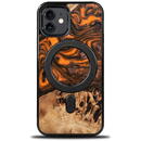 Wood and Resin Case for iPhone 12/12 Pro MagSafe Bewood Unique Orange - Orange Black