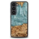 Wood and resin case for Samsung Galaxy S23 Bewood Unique Uranus - blue and white
