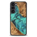 Bewood Unique Turquoise Wood and Resin Case for Samsung Galaxy S23 Plus - Turquoise Black