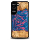 Wood and resin case for Samsung Galaxy S22 Bewood Unique Vegas - pink and blue