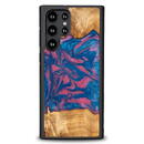 Wood and resin case for Samsung Galaxy S22 Ultra Bewood Unique Vegas - pink and blue