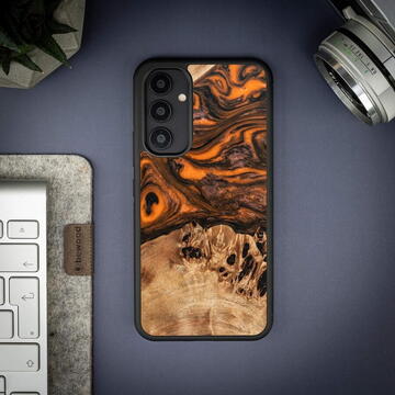 Husa Wood and resin case for Samsung Galaxy A54 5G Bewood Unique Orange - orange and black