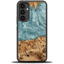 Wood and resin case for Samsung Galaxy A54 5G Bewood Unique Uranus - blue and white