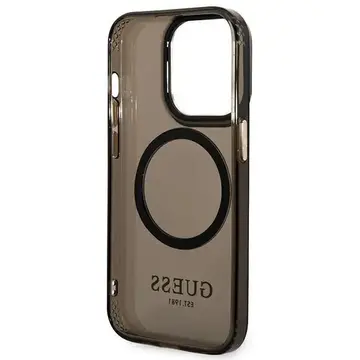 Husa Husa telefon Guess pentru iPhone 14 Pro, Translucent MagSafe, Plastic, Negru