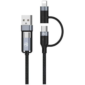Tellur USB/Type-C to Type-C (PD65W)/Lightning (PD20W), 1m, negru