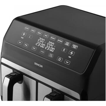 Friteuza Sencor cu aer cald 2 cosuri 1700 W 8 L  SFR 9500SS Negru