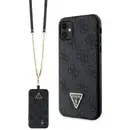 Guess GUHCN61P4TDSCPK Case for iPhone 11 / Xr - Black Crossbody 4G Metal Logo