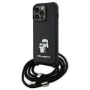 Karl Lagerfeld KLHCP13LSAKCPSK case for iPhone 13 Pro / 13 hardcase - black Crossbody Saffiano Metal Pin Karl&Choupette
