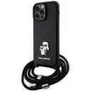 Karl Lagerfeld KLHCP13XSAKCPSK case for iPhone 13 Pro Max 6.7" hardcase - black Crossbody Saffiano Metal Pin Karl&Choupette