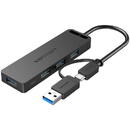Vention USB 3.0 4-Port Hub with USB-C and USB 3.0 2-in-1 Interface and Power Adapter Vention CHTBB 0.15m