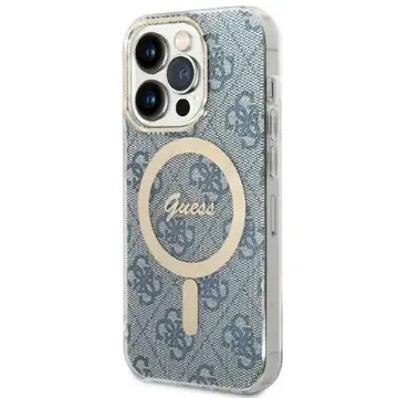 Husa Set Guess GUBPP14LH4EACSB Case+ Charger iPhone 14 Pro 6.1" blue/blue hard case 4G Print MagSafe