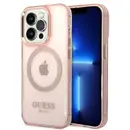 Guess GUHMP14LHTCMP iPhone 14 Pro 6.1" pink/pink hard case Gold Outline Translucent MagSafe