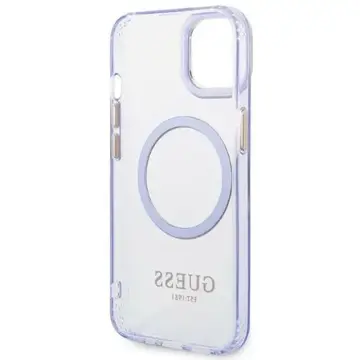Husa Guess GUHMP14SHTCMU iPhone 14 6.1&quot; purple/purple hard case Gold Outline Translucent MagSafe